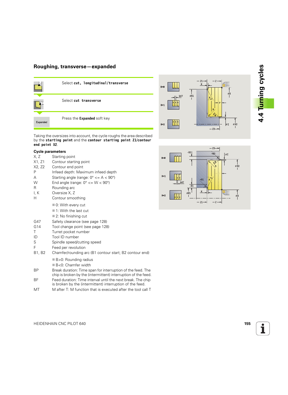 Roughing, transverse—expanded, 4 tu rn ing cy cles | HEIDENHAIN SW 68894x-02 User Manual | Page 155 / 619