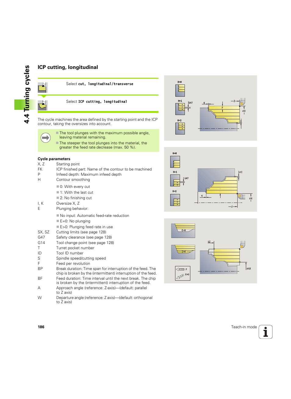 Icp cutting, longitudinal, 4 tu rn ing cy cles | HEIDENHAIN SW 68894x-02 User Manual | Page 186 / 619