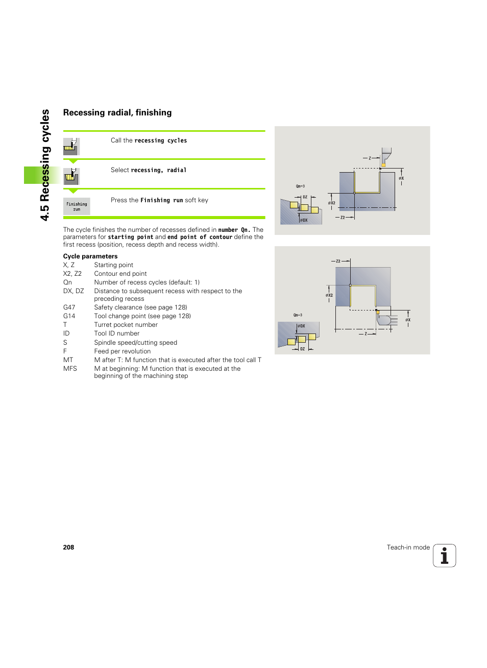 Recessing radial, finishing, 5 recessing cy cles | HEIDENHAIN SW 68894x-02 User Manual | Page 208 / 619
