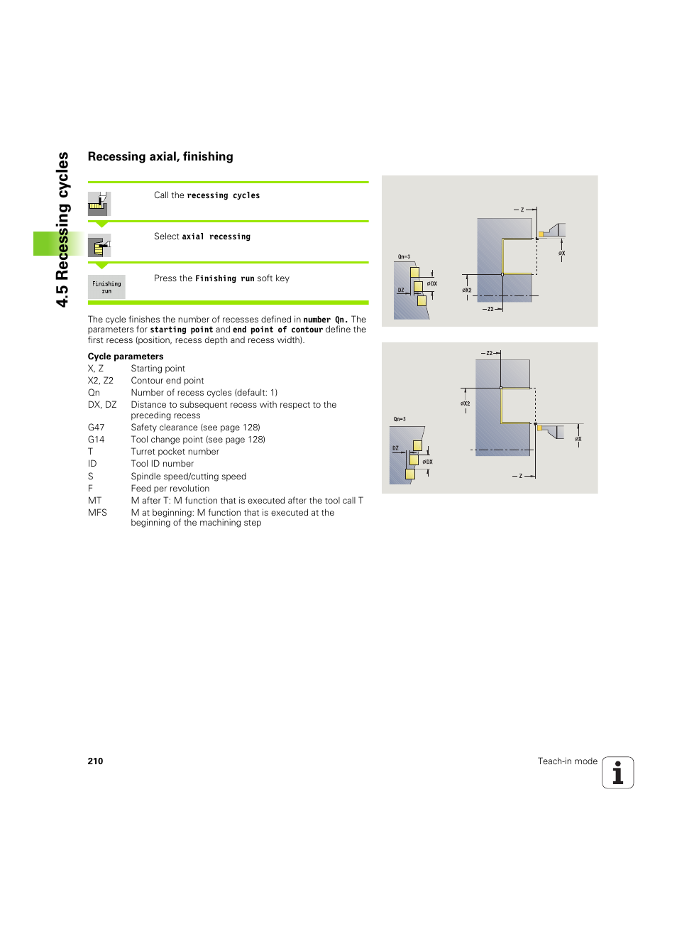 Recessing axial, finishing, 5 recessing cy cles | HEIDENHAIN SW 68894x-02 User Manual | Page 210 / 619