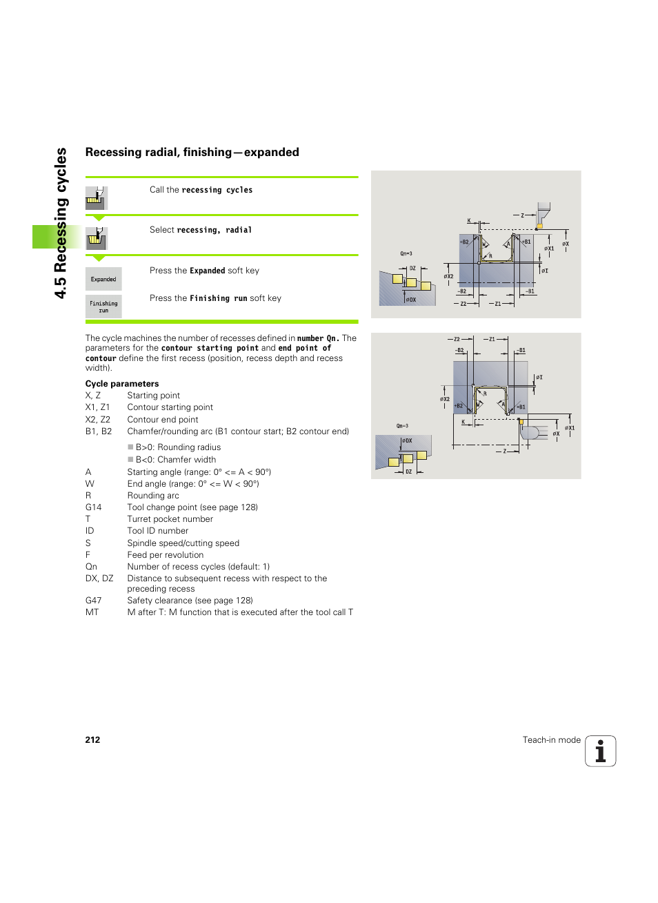 Recessing radial, finishing—expanded, 5 recessing cy cles | HEIDENHAIN SW 68894x-02 User Manual | Page 212 / 619