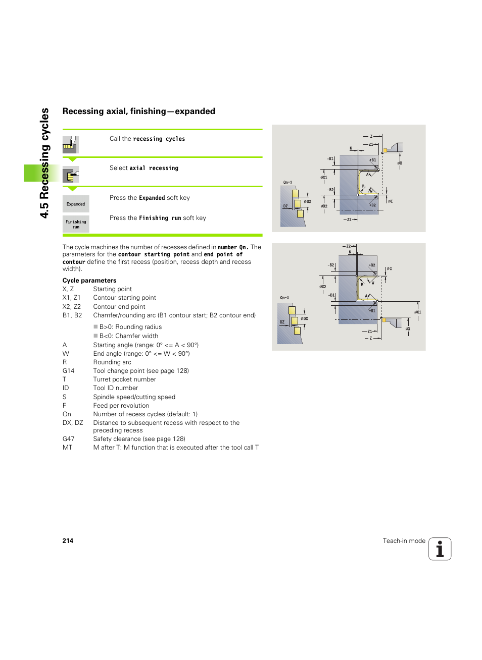 Recessing axial, finishing—expanded, 5 recessing cy cles | HEIDENHAIN SW 68894x-02 User Manual | Page 214 / 619