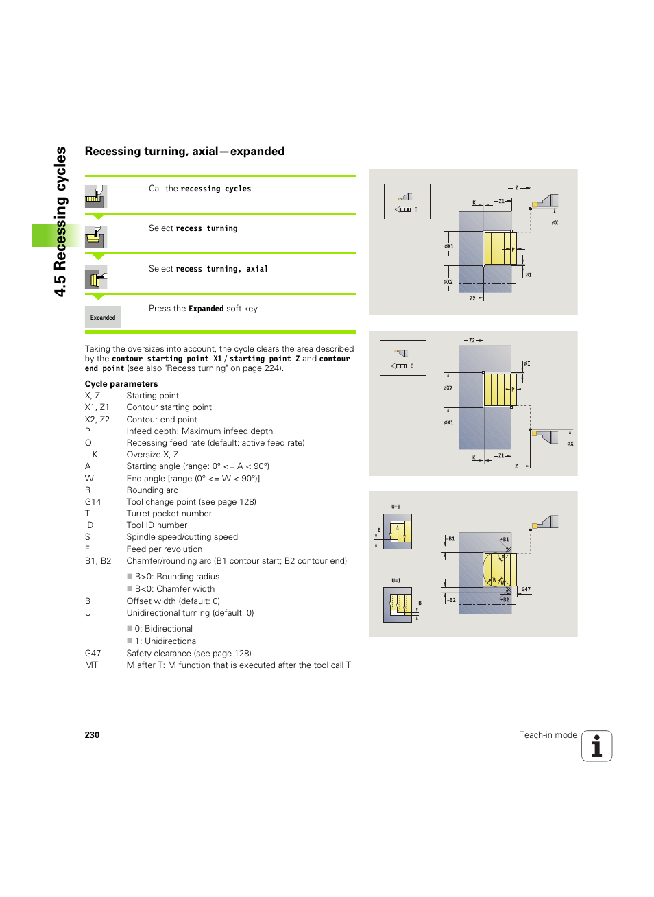 Recessing turning, axial—expanded, 5 recessing cy cles | HEIDENHAIN SW 68894x-02 User Manual | Page 230 / 619