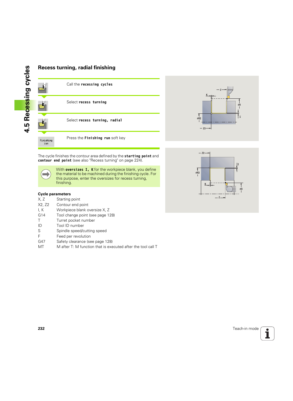 Recess turning, radial finishing, 5 recessing cy cles | HEIDENHAIN SW 68894x-02 User Manual | Page 232 / 619
