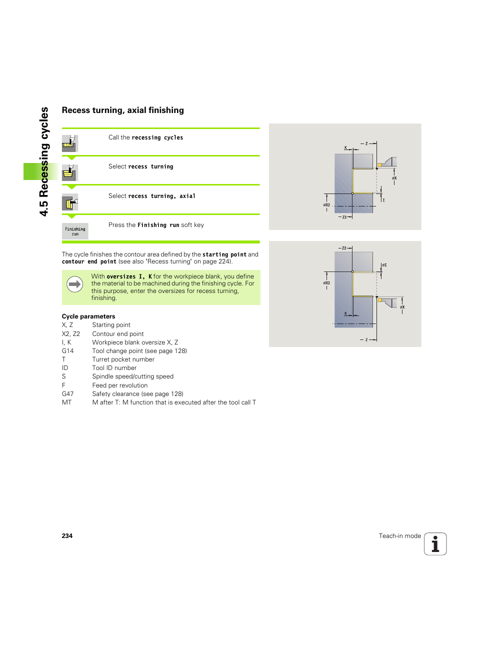 Recess turning, axial finishing, 5 recessing cy cles | HEIDENHAIN SW 68894x-02 User Manual | Page 234 / 619