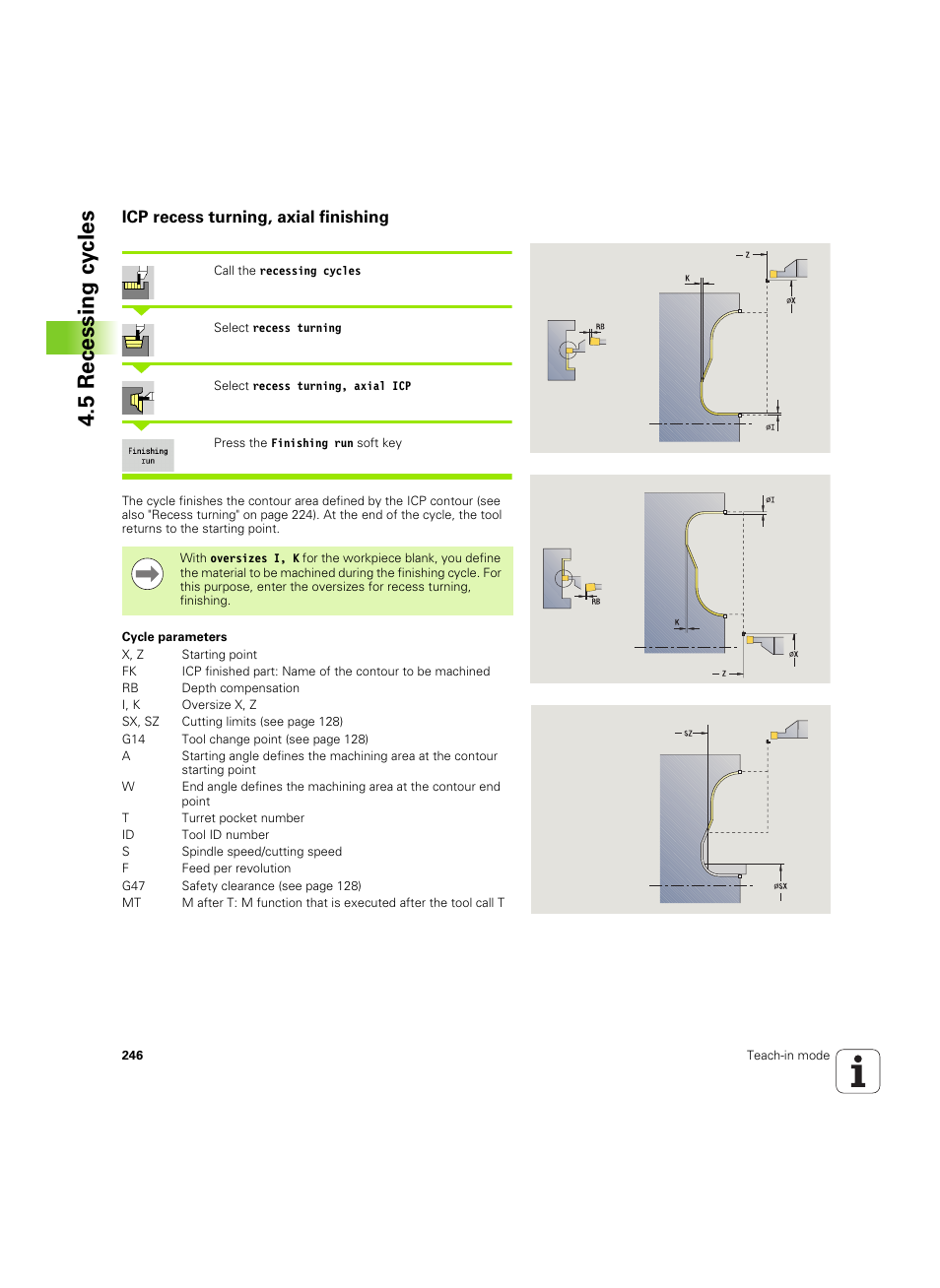 Icp recess turning, axial finishing, 5 recessing cy cles | HEIDENHAIN SW 68894x-02 User Manual | Page 246 / 619