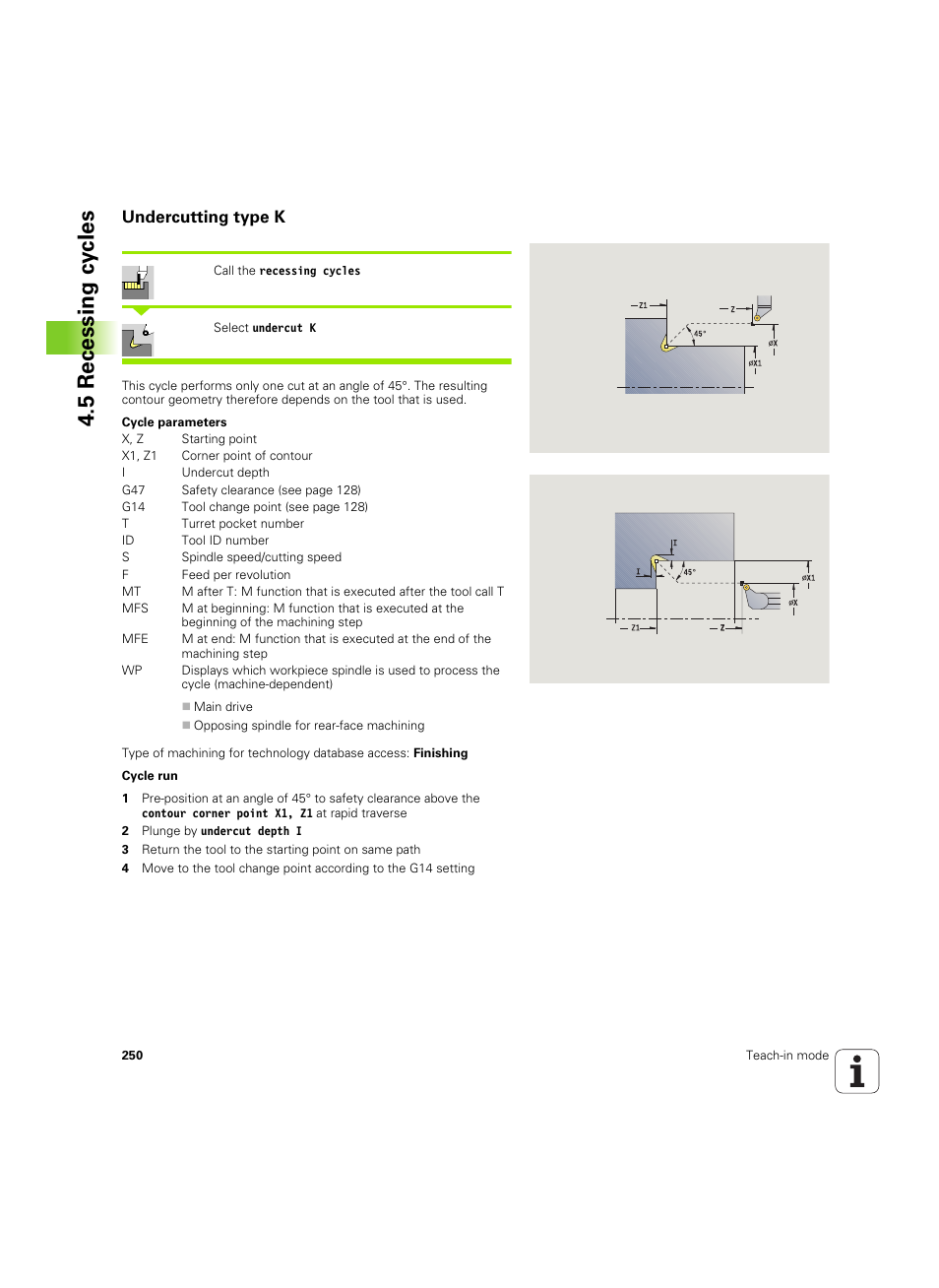 Undercutting type k, 5 recessing cy cles | HEIDENHAIN SW 68894x-02 User Manual | Page 250 / 619