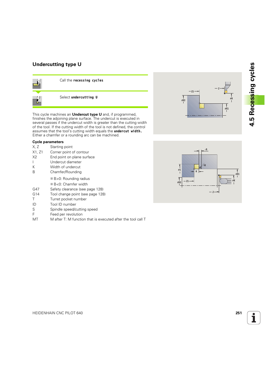 Undercutting type u, 5 recessing cy cles | HEIDENHAIN SW 68894x-02 User Manual | Page 251 / 619