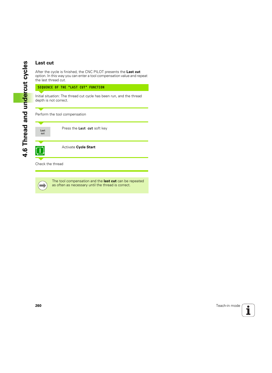 Last cut, 6 thr ead and under cut cy cles | HEIDENHAIN SW 68894x-02 User Manual | Page 260 / 619