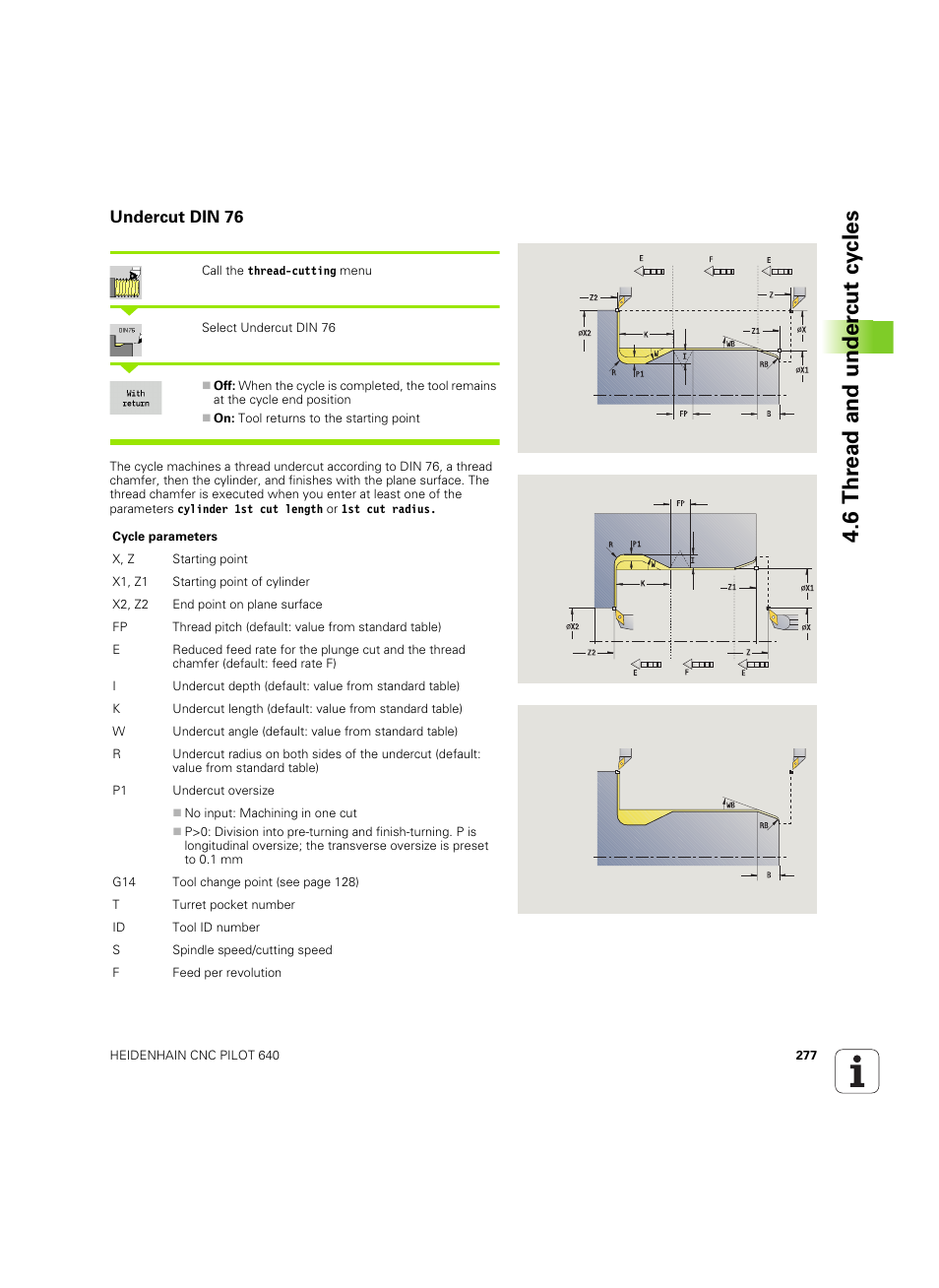 Undercut din 76, 6 thr ead and under cut cy cles | HEIDENHAIN SW 68894x-02 User Manual | Page 277 / 619
