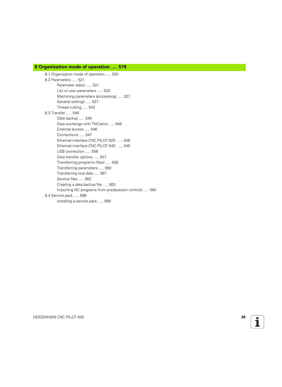 8 organization mode of operation | HEIDENHAIN SW 68894x-02 User Manual | Page 29 / 619