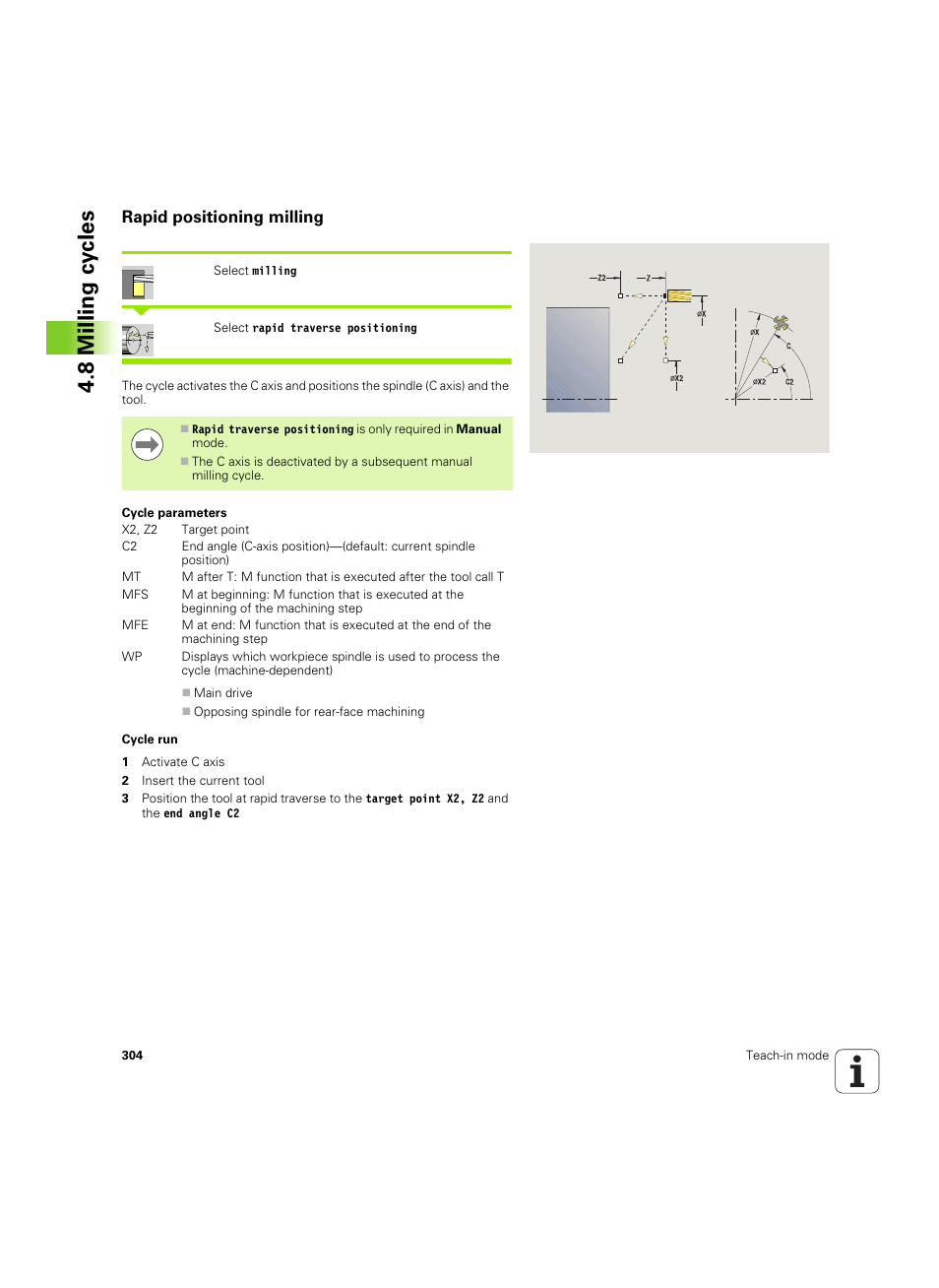 Rapid positioning milling, 8 milling cy cles | HEIDENHAIN SW 68894x-02 User Manual | Page 304 / 619