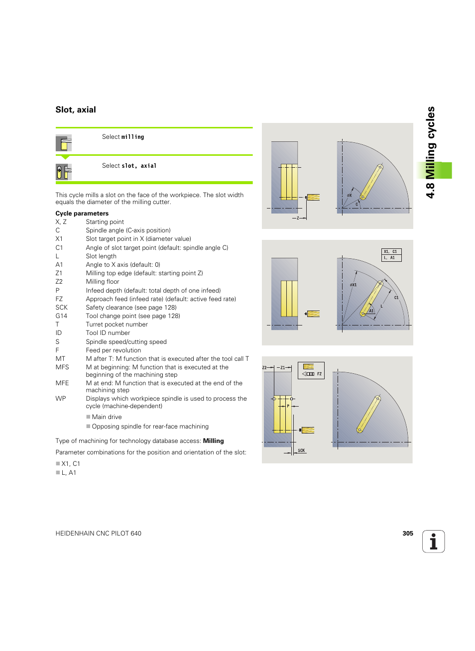 Slot, axial, 8 milling cy cles | HEIDENHAIN SW 68894x-02 User Manual | Page 305 / 619