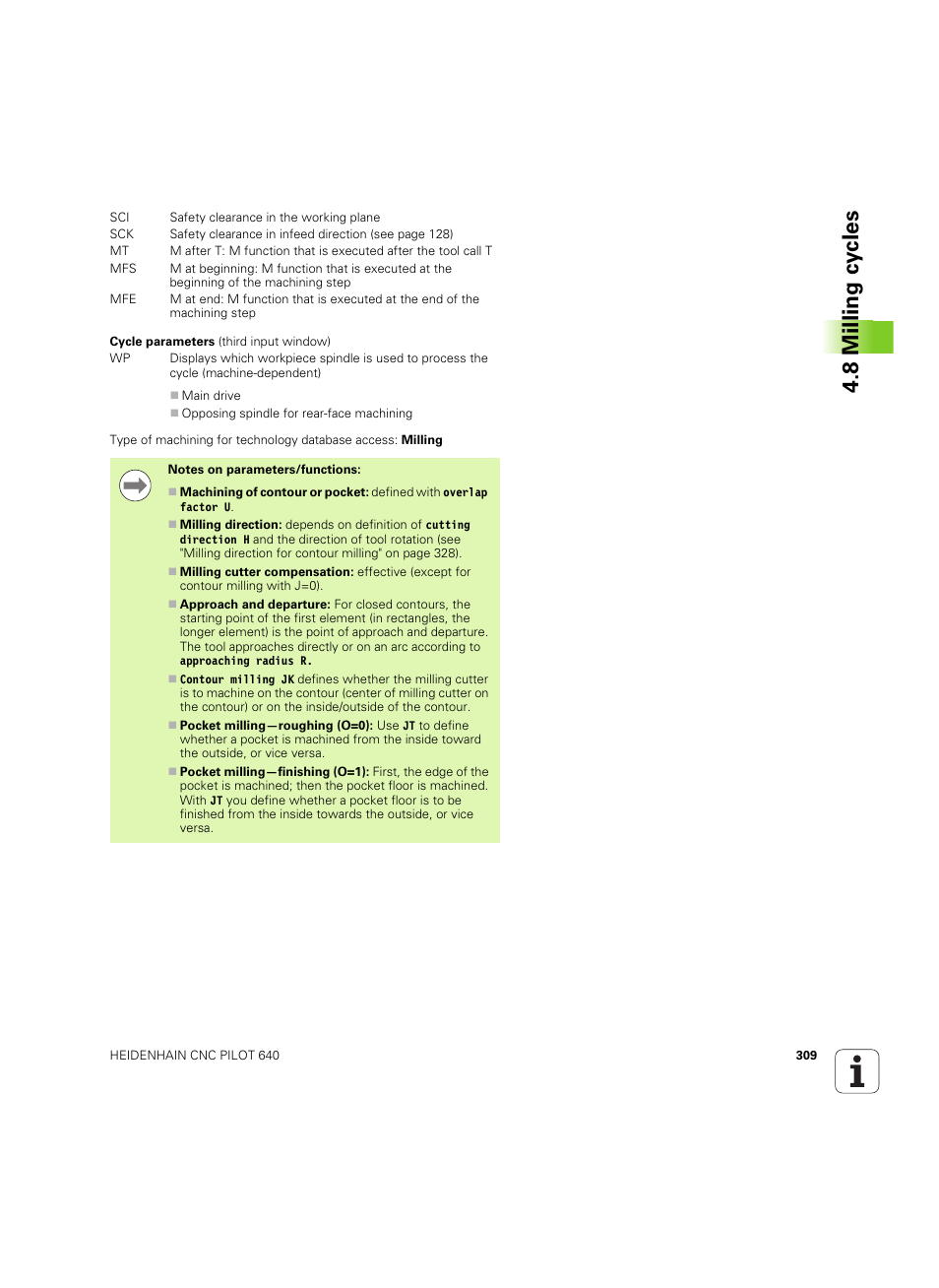 8 milling cy cles | HEIDENHAIN SW 68894x-02 User Manual | Page 309 / 619