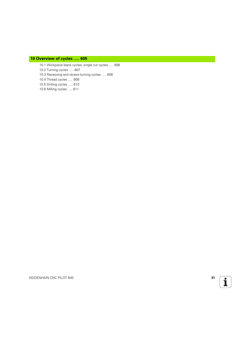 10 overview of cycles | HEIDENHAIN SW 68894x-02 User Manual | Page 31 / 619