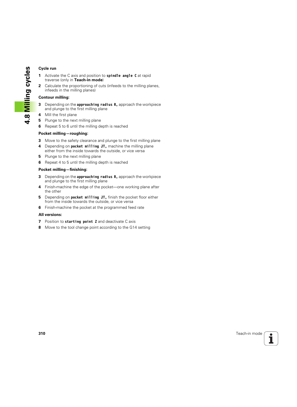 8 milling cy cles | HEIDENHAIN SW 68894x-02 User Manual | Page 310 / 619