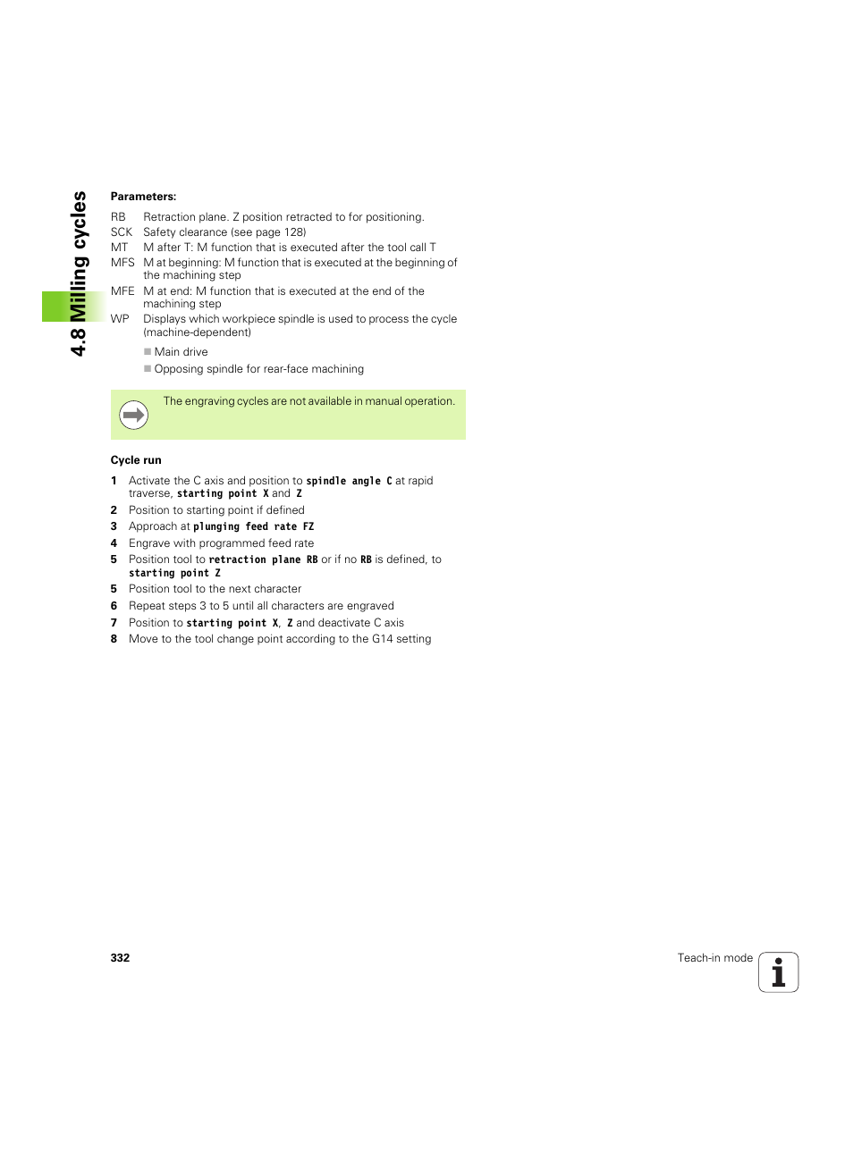 8 milling cy cles | HEIDENHAIN SW 68894x-02 User Manual | Page 332 / 619