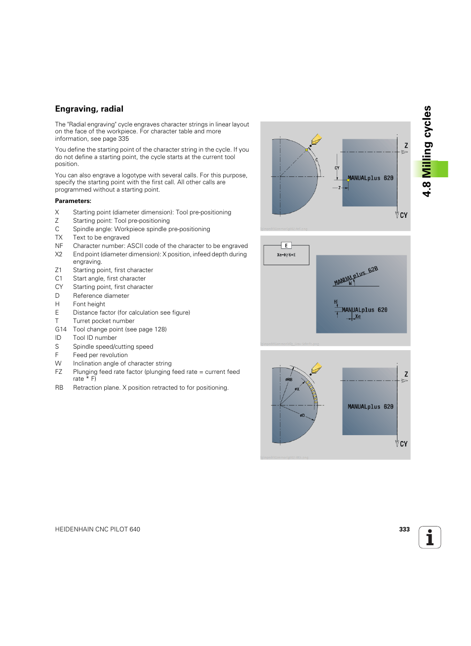 Engraving, radial, 8 milling cy cles | HEIDENHAIN SW 68894x-02 User Manual | Page 333 / 619