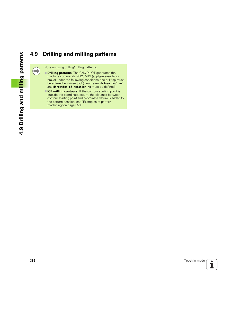 9 drilling and milling patterns | HEIDENHAIN SW 68894x-02 User Manual | Page 336 / 619