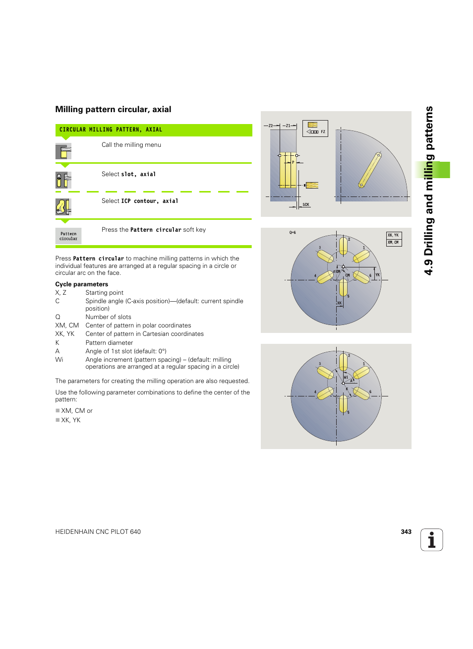 Milling pattern circular, axial, 9 dr illing and milling pat ter ns | HEIDENHAIN SW 68894x-02 User Manual | Page 343 / 619