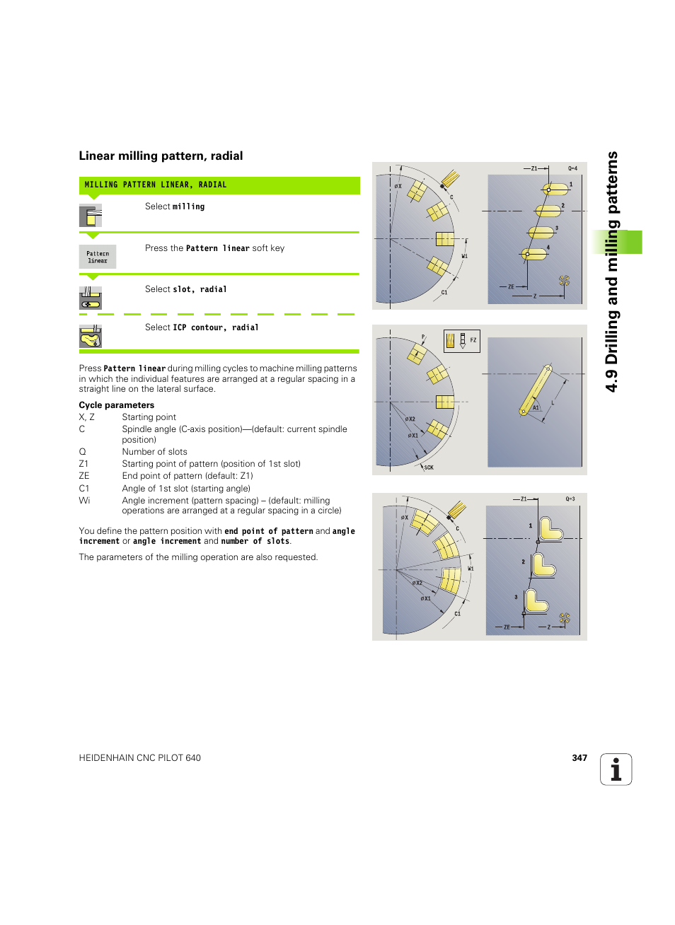 Linear milling pattern, radial, 9 dr illing and milling pat ter ns | HEIDENHAIN SW 68894x-02 User Manual | Page 347 / 619