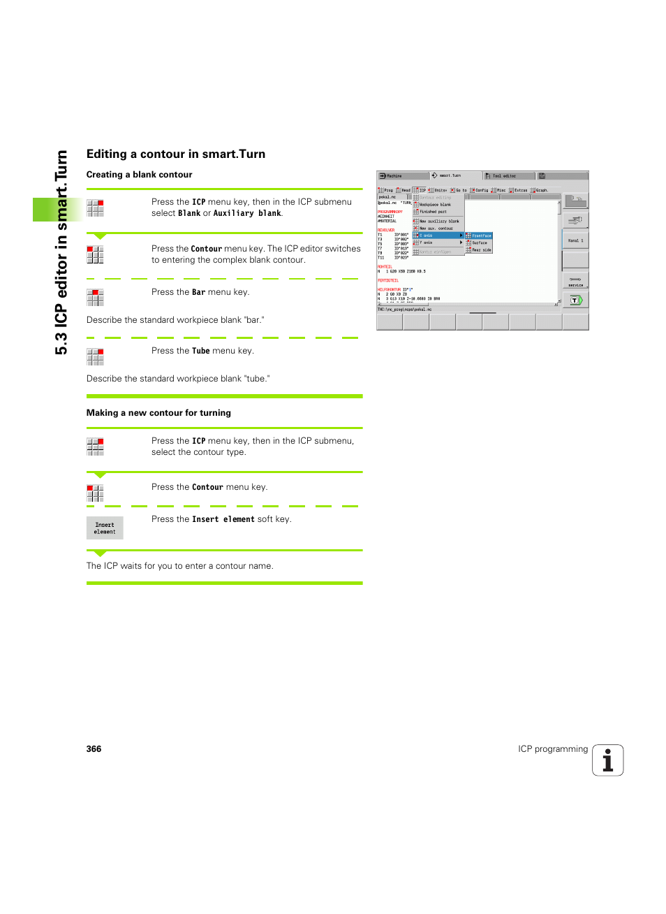 Editing a contour in smart.turn, 3 icp edit or in smar t.t u rn | HEIDENHAIN SW 68894x-02 User Manual | Page 366 / 619