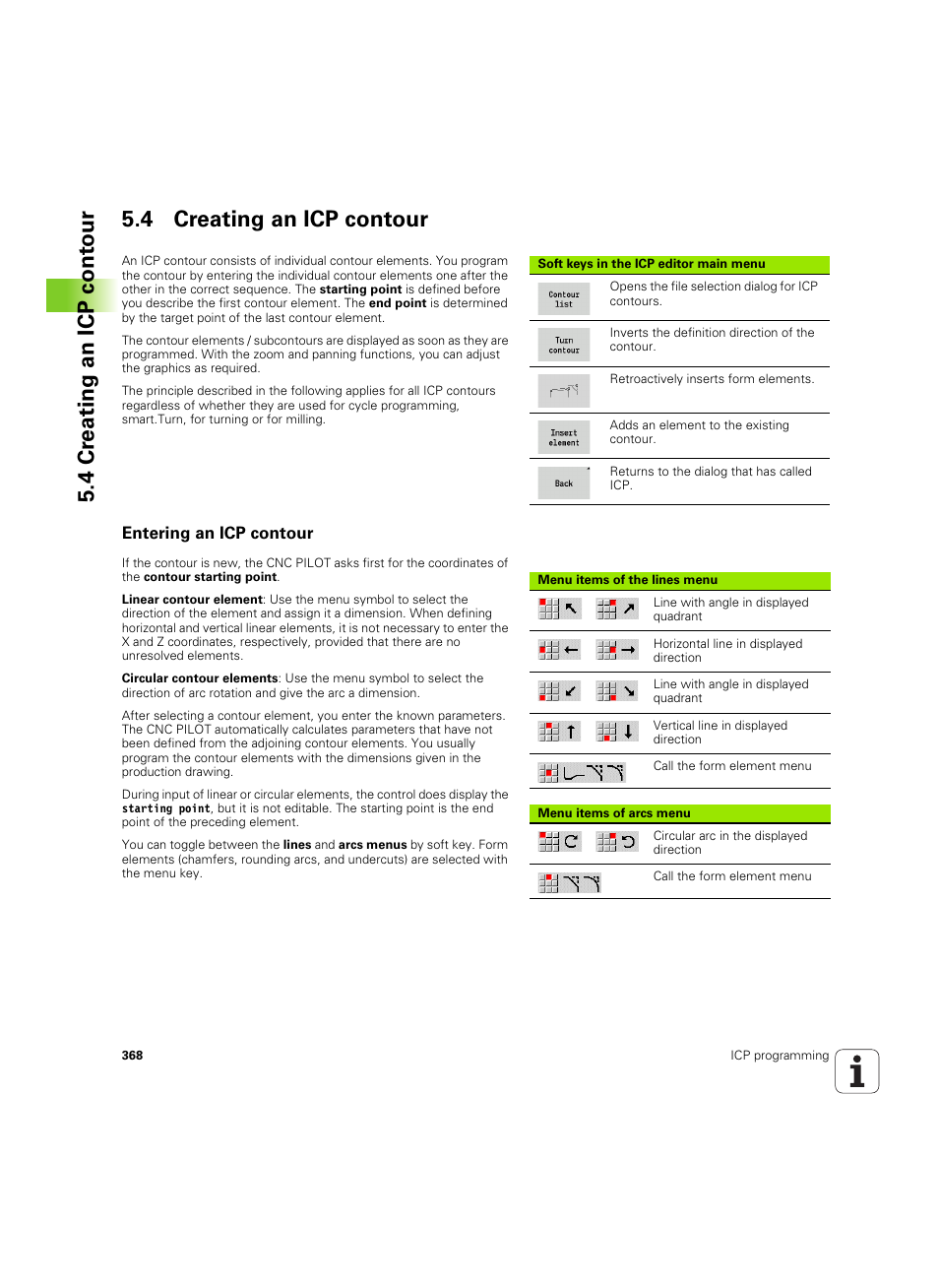 4 creating an icp contour, Entering an icp contour | HEIDENHAIN SW 68894x-02 User Manual | Page 368 / 619