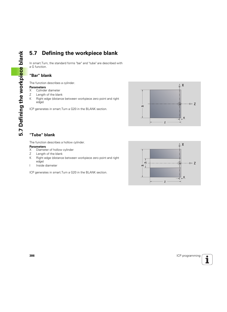 7 defining the workpiece blank, Bar" blank, Tube" blank | Bar" blank "tube" blank | HEIDENHAIN SW 68894x-02 User Manual | Page 386 / 619