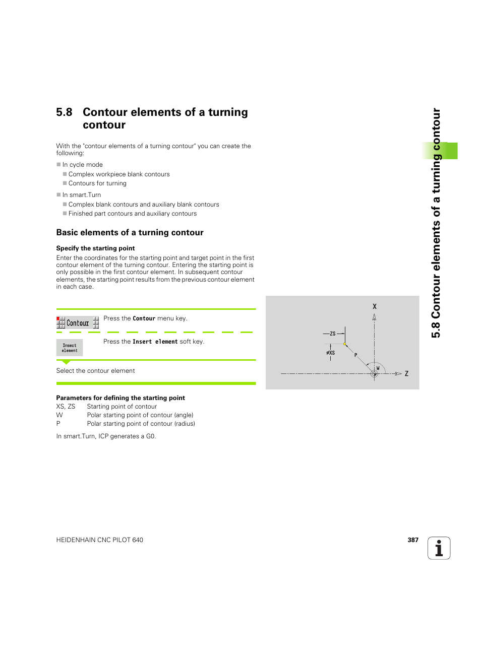 8 contour elements of a turning contour, Basic elements of a turning contour, See "contour | HEIDENHAIN SW 68894x-02 User Manual | Page 387 / 619