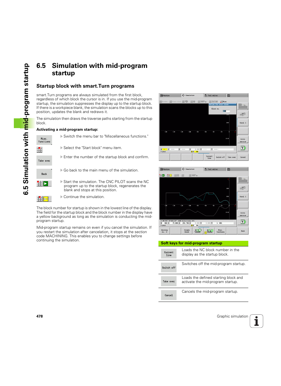 5 simulation with mid-program startup, Startup block with smart.turn programs, See "simulation | See "simulation with mid-program | HEIDENHAIN SW 68894x-02 User Manual | Page 478 / 619