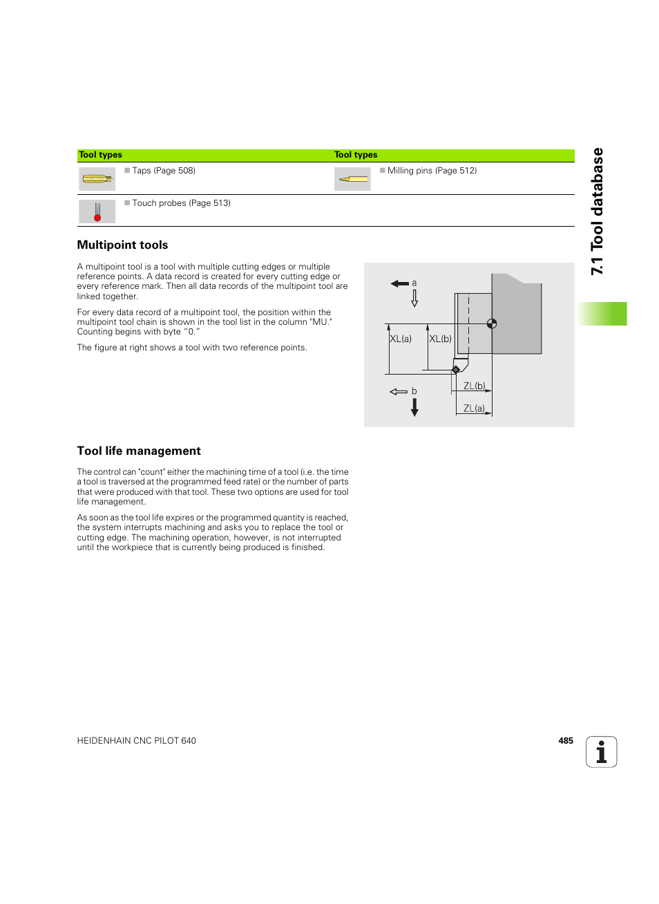 Multipoint tools, Tool life management, Multipoint tools tool life management | 1 to ol database | HEIDENHAIN SW 68894x-02 User Manual | Page 485 / 619