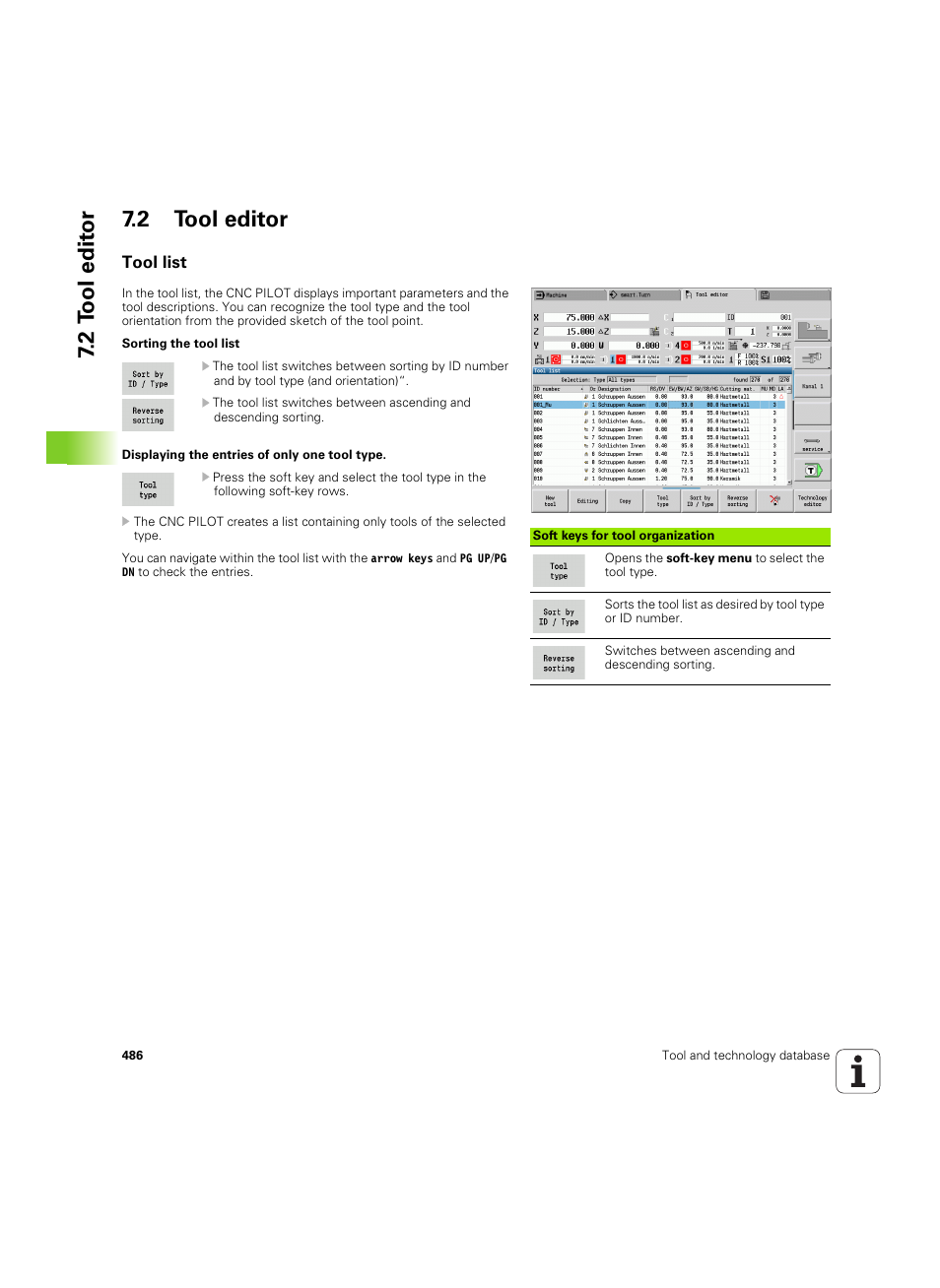 2 tool editor, Tool list, 2 tool edit or 7.2 tool editor | HEIDENHAIN SW 68894x-02 User Manual | Page 486 / 619