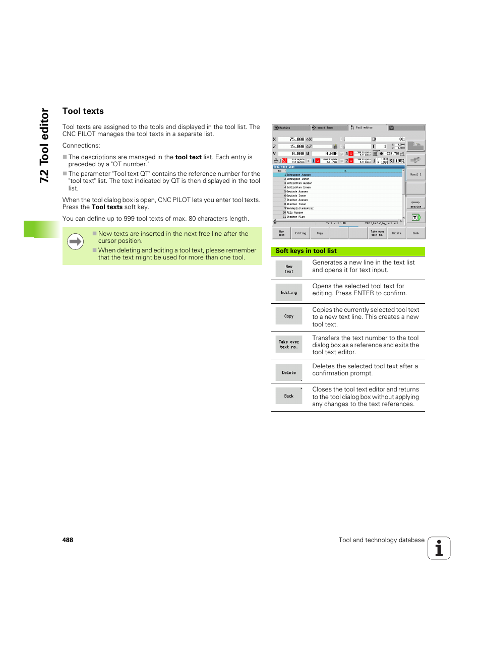 Tool texts, 2 tool edit or | HEIDENHAIN SW 68894x-02 User Manual | Page 488 / 619