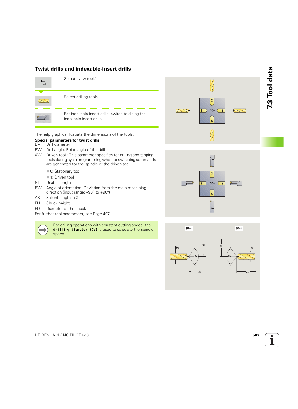 Twist drills and indexable-insert drills, 3 tool data | HEIDENHAIN SW 68894x-02 User Manual | Page 503 / 619