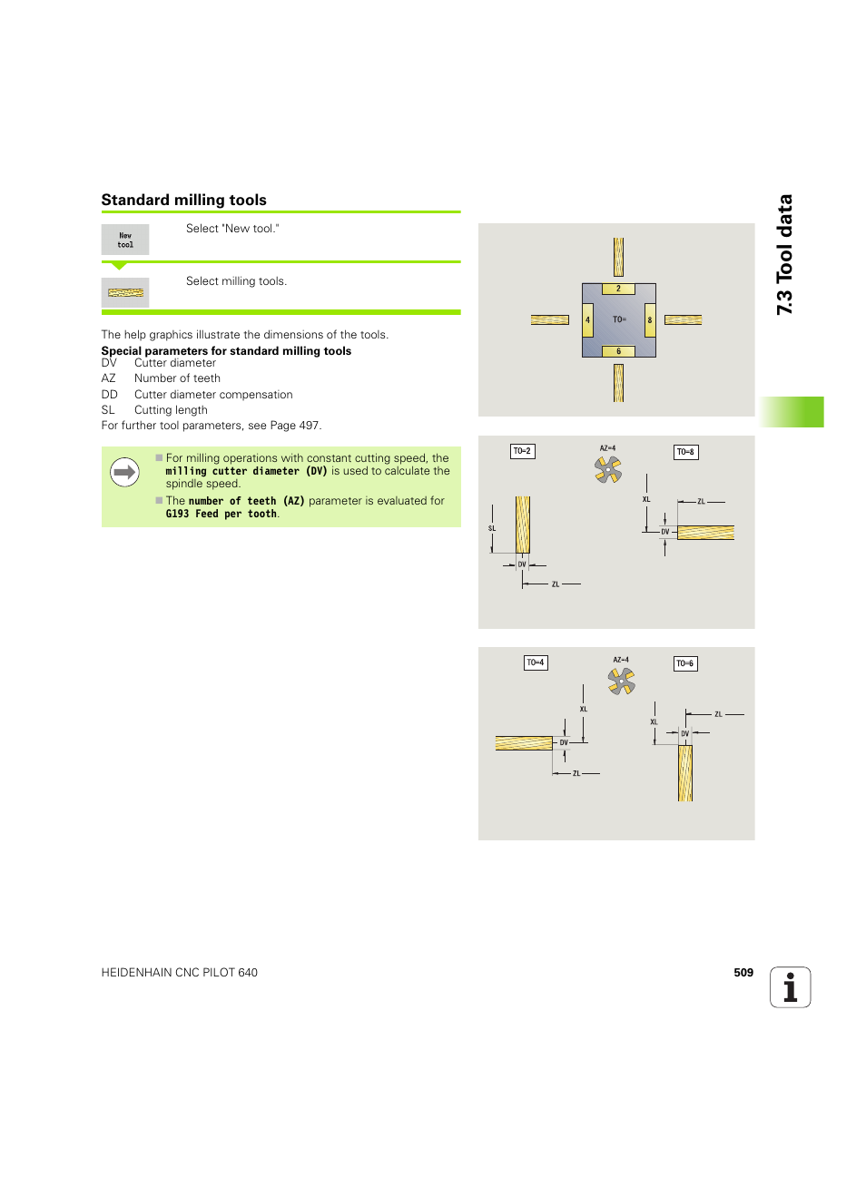 Standard milling tools, 3 tool data | HEIDENHAIN SW 68894x-02 User Manual | Page 509 / 619