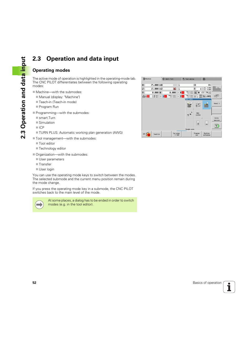 3 operation and data input, Operating modes | HEIDENHAIN SW 68894x-02 User Manual | Page 52 / 619