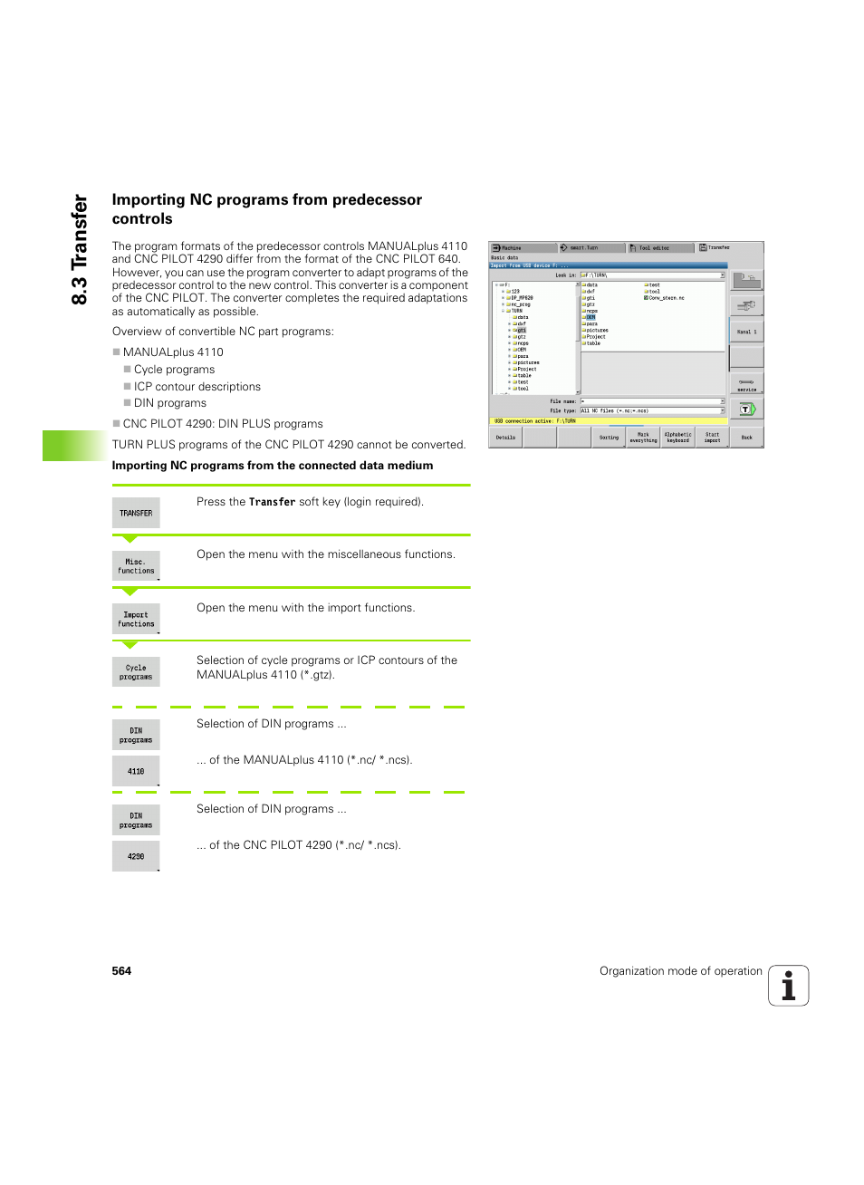 Importing nc programs from predecessor controls, 3 t ransf er | HEIDENHAIN SW 68894x-02 User Manual | Page 564 / 619