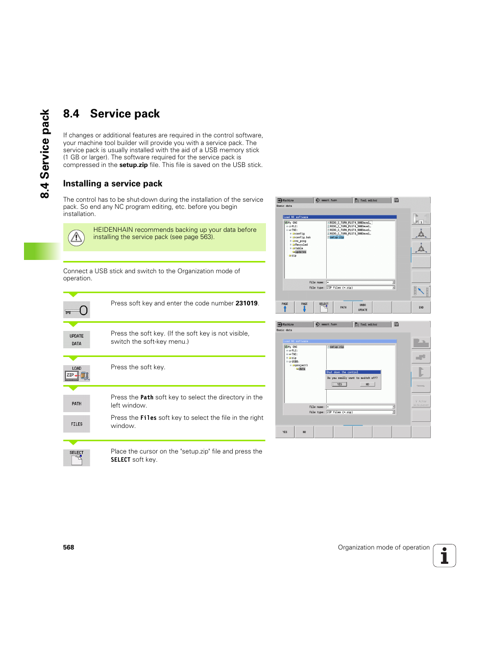 4 service pack, Installing a service pack, 4 service pac k 8.4 service pack | HEIDENHAIN SW 68894x-02 User Manual | Page 568 / 619
