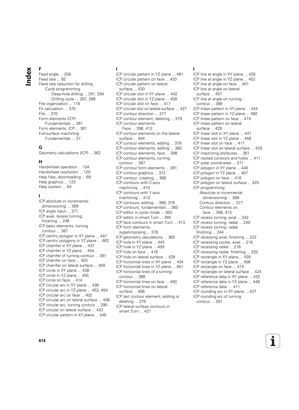 Index | HEIDENHAIN SW 68894x-02 User Manual | Page 614 / 619