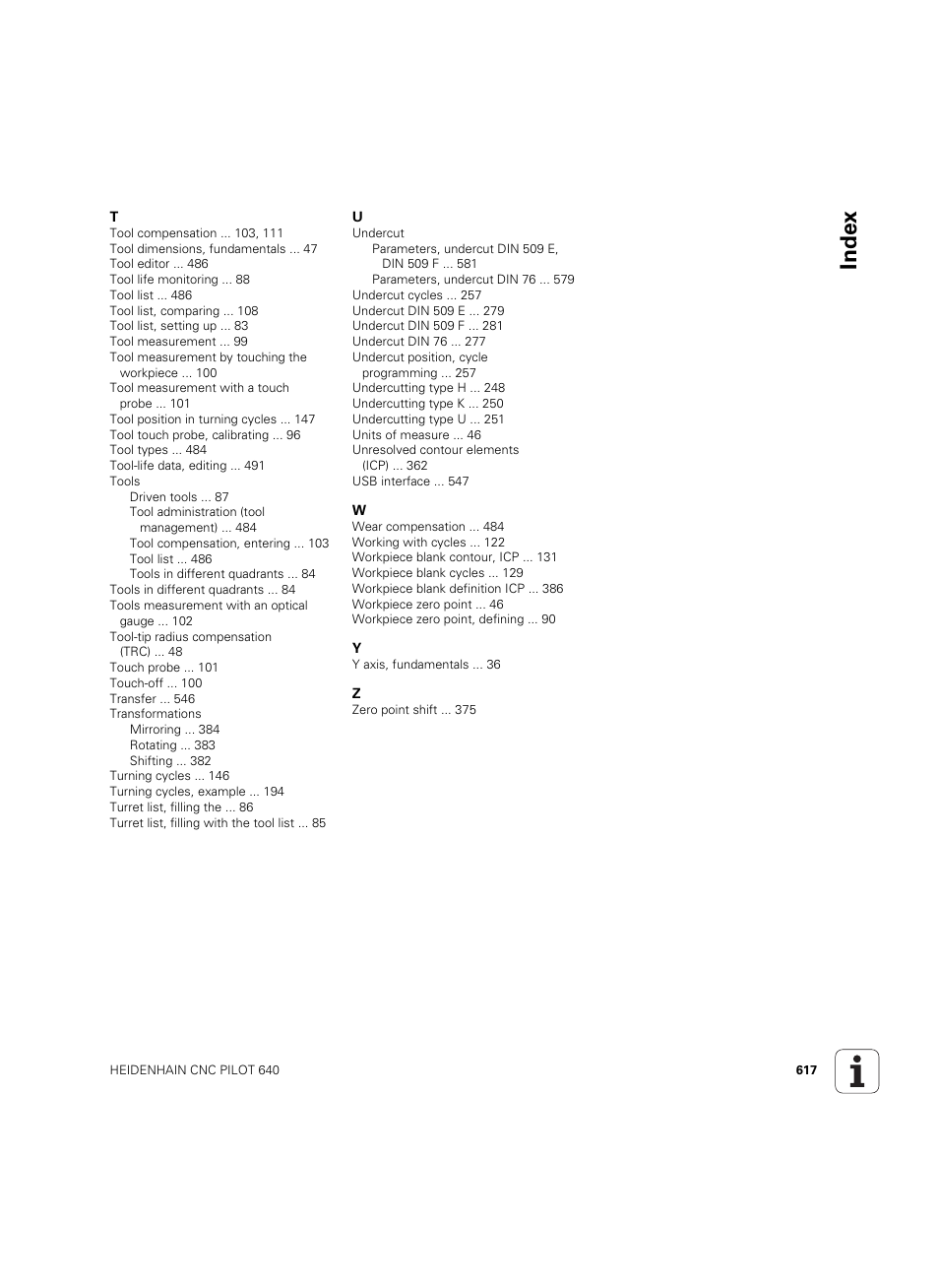 Index | HEIDENHAIN SW 68894x-02 User Manual | Page 617 / 619