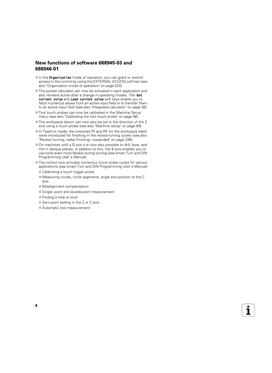 New functions of software 688945-03 and 688946-01 | HEIDENHAIN SW 68894x-02 User Manual | Page 8 / 619