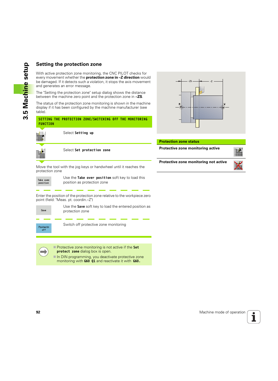 Setting the protection zone, 5 mac h ine set u p | HEIDENHAIN SW 68894x-02 User Manual | Page 92 / 619