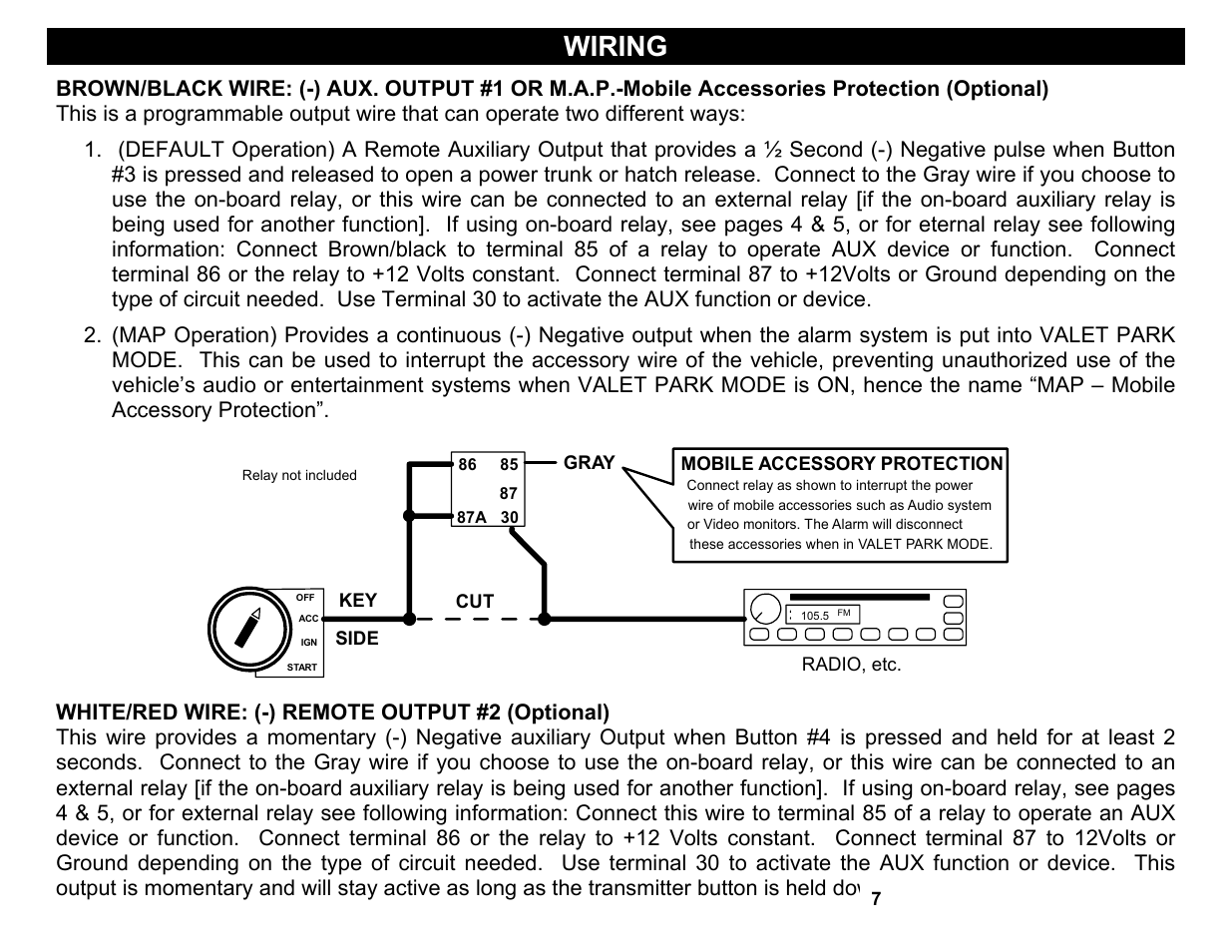 White/red wire: (-) remote output #2 (optional), Wiring | Crimestopper Security Products CS-2004DC User Manual | Page 7 / 24