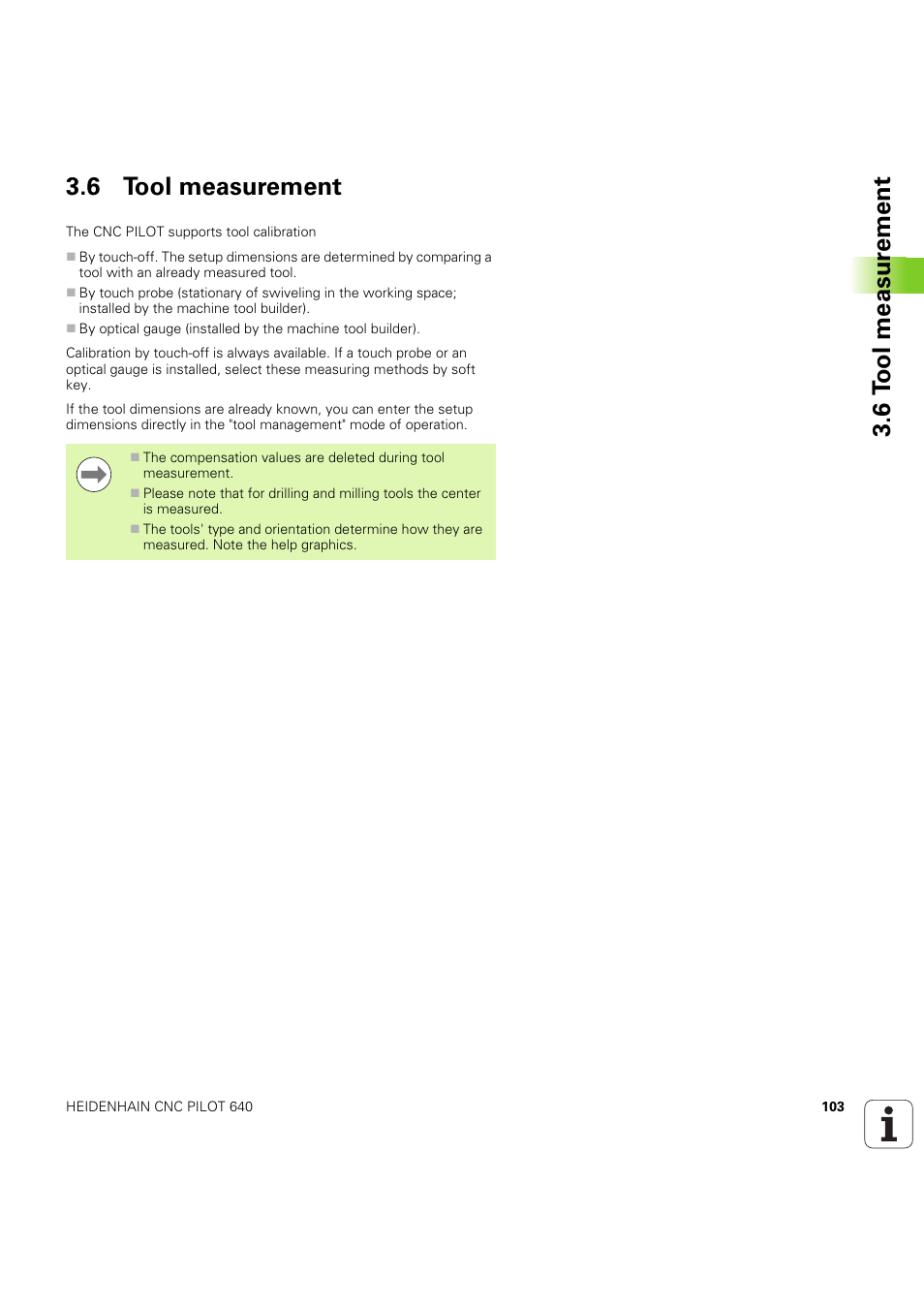 6 tool measurement, 6 t o ol measur ement 3.6 tool measurement | HEIDENHAIN SW 68894x-03 User Manual | Page 103 / 654