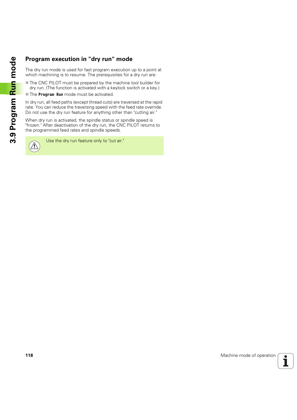 Program execution in "dry run" mode, 9 pr ogr am run mode | HEIDENHAIN SW 68894x-03 User Manual | Page 118 / 654