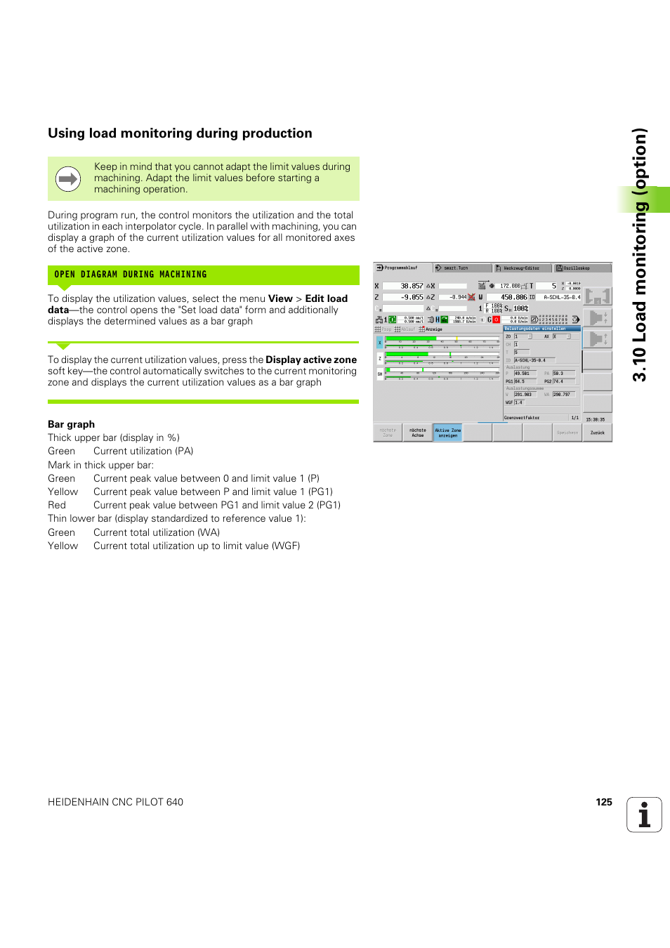 Using load monitoring during production, 1 0 load monit o ri ng (option) | HEIDENHAIN SW 68894x-03 User Manual | Page 125 / 654
