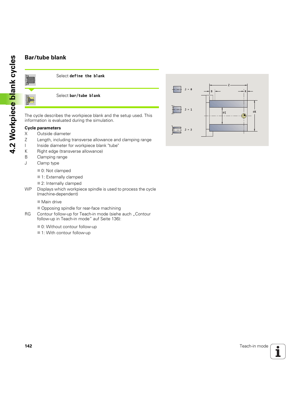 Bar/tube blank, 2 w o rk piece blank cy cles | HEIDENHAIN SW 68894x-03 User Manual | Page 142 / 654
