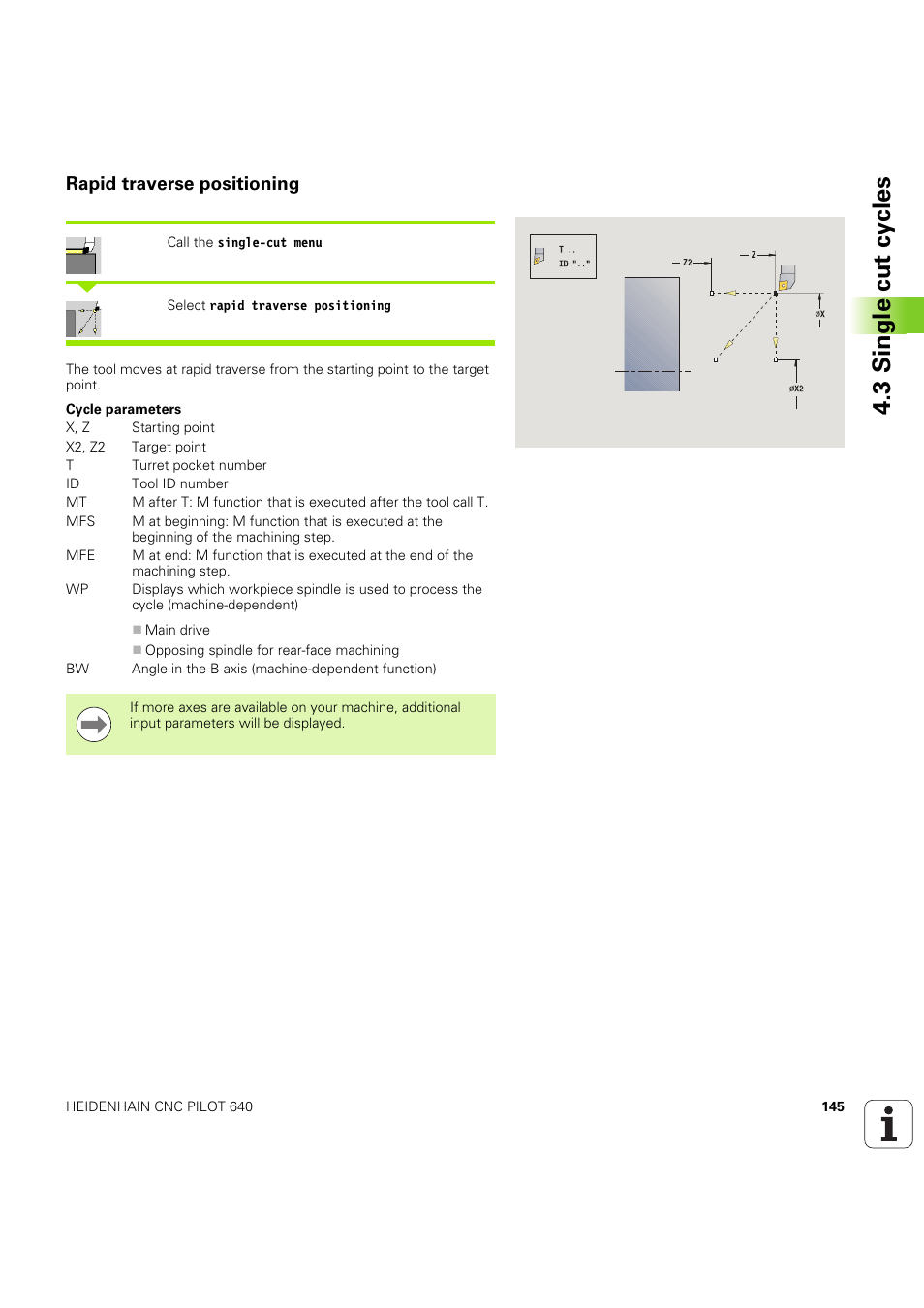 Rapid traverse positioning, 3 single cut cy cles | HEIDENHAIN SW 68894x-03 User Manual | Page 145 / 654
