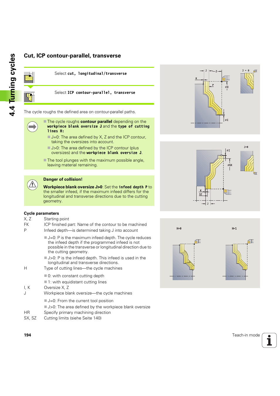 Cut, icp contour-parallel, transverse, 4 t u rn ing cy cles | HEIDENHAIN SW 68894x-03 User Manual | Page 194 / 654