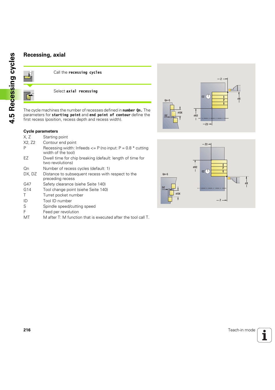 Recessing, axial, 5 recessing cy cles | HEIDENHAIN SW 68894x-03 User Manual | Page 216 / 654